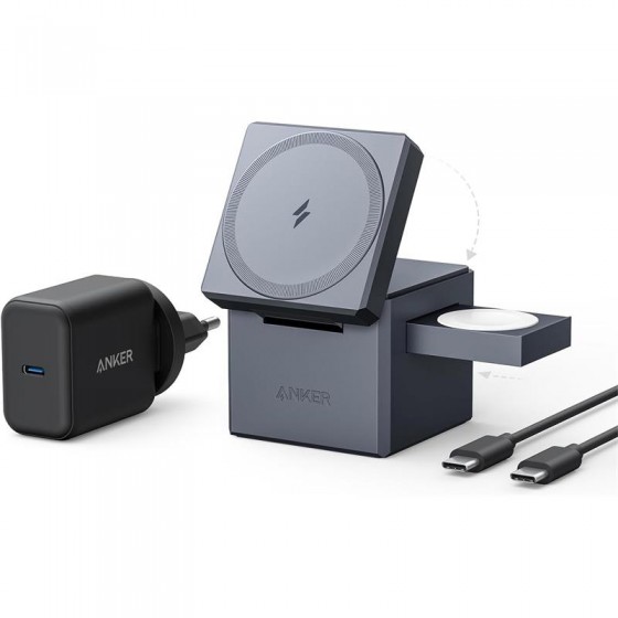 CARGADOR ANKER CUBO 3 EN 1 MAGSAFE AURICULARES+SMARTPHONE+RELOJ 30W USB-C