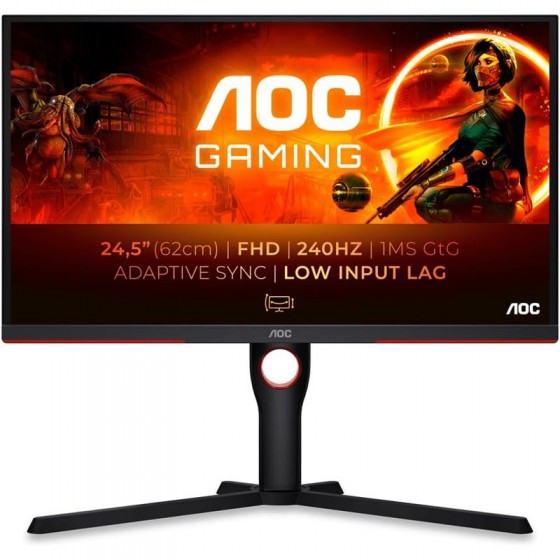 MONITOR GAMING AOC 24.5 240HZ MULTIMEDIA ERGONOMICO HDMI DP BLACK/RED