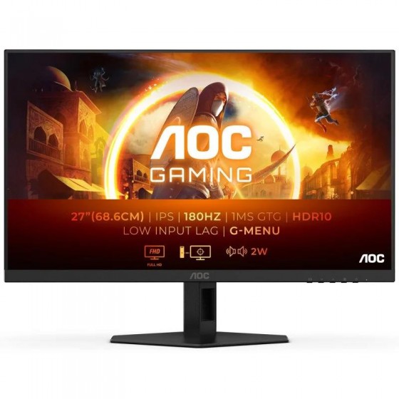 MONITOR GAMING AOC 27 IPS 180HZ MULTIMEDIA HDMI DISPLAYPORT BLACK