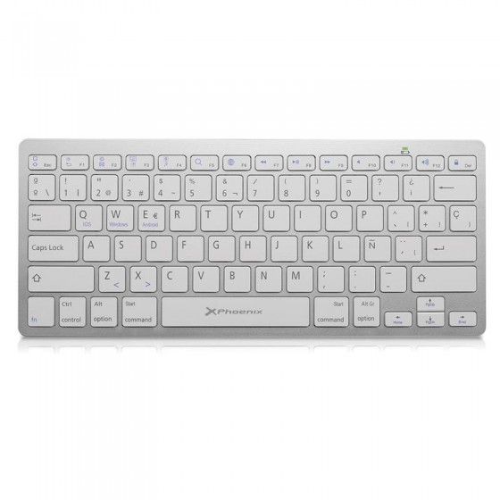 TECLADO PHOENIX ULTRA SLIM TKL WIRELLES BLUETOOTH SILVER