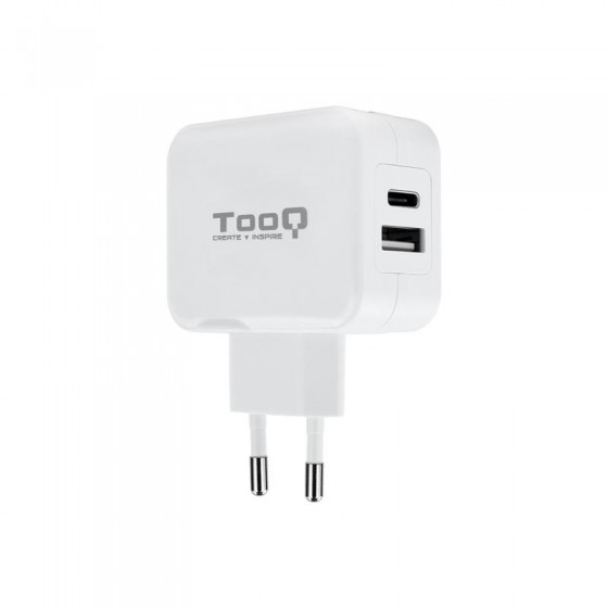 CARGADOR SMARTPHONE/TABLET TOOQ 12W USB 3.0 + 15W USB-C WHITE